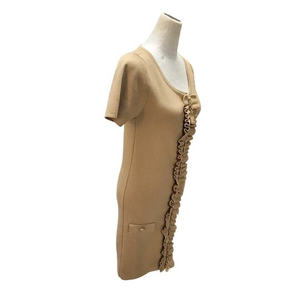 Elisabetta Franchi Women's Mini Dress Size Small Stretch Chain Detail Ruffle - Picture 5 of 12